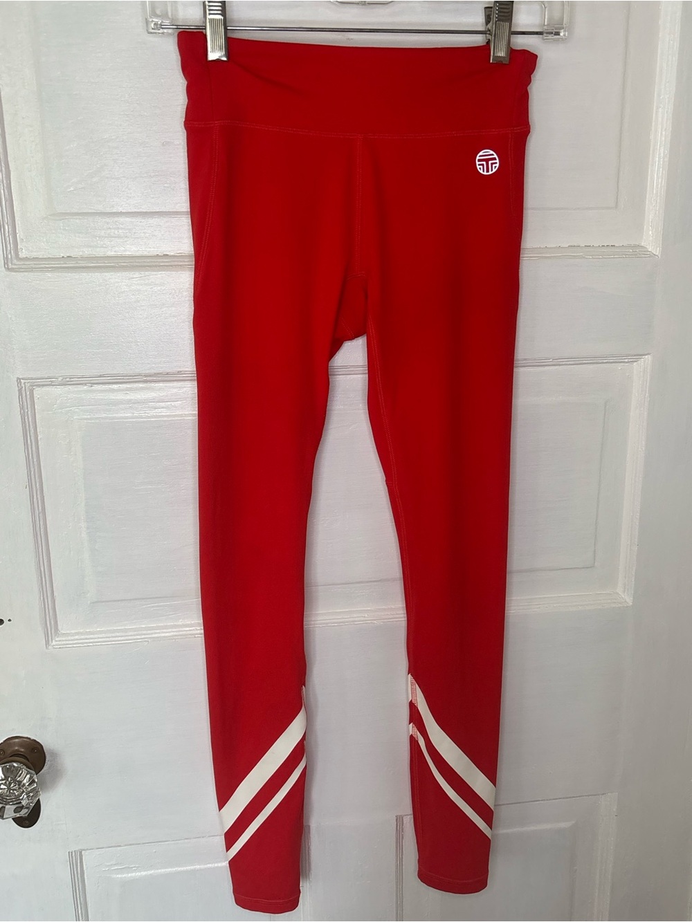 Tory Sport Weightless Chevron Leggings in Coral Red